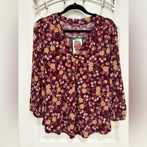 Vince Camuto Burgundy Floral Blouse